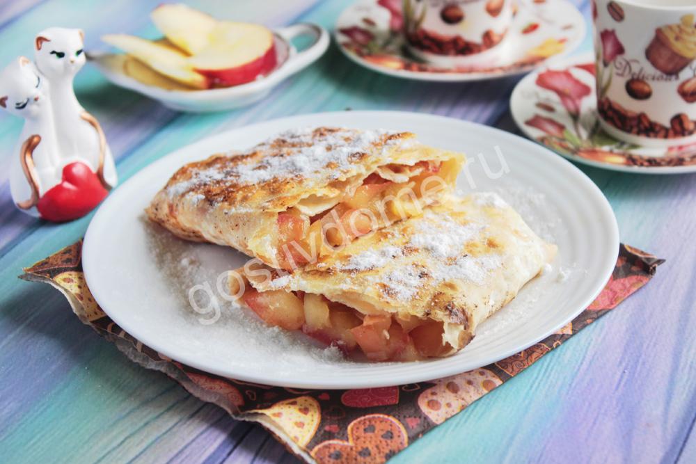 фото к рецепту лаваш с яблоками на сковороде рецепт с фото пошагово в домашних условиях
